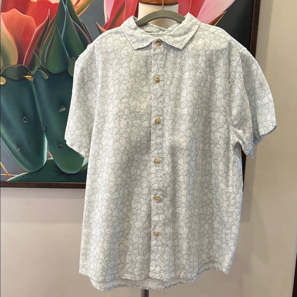 Class Club Big Boys Linen-Blend Leaf Print Woven Shirt